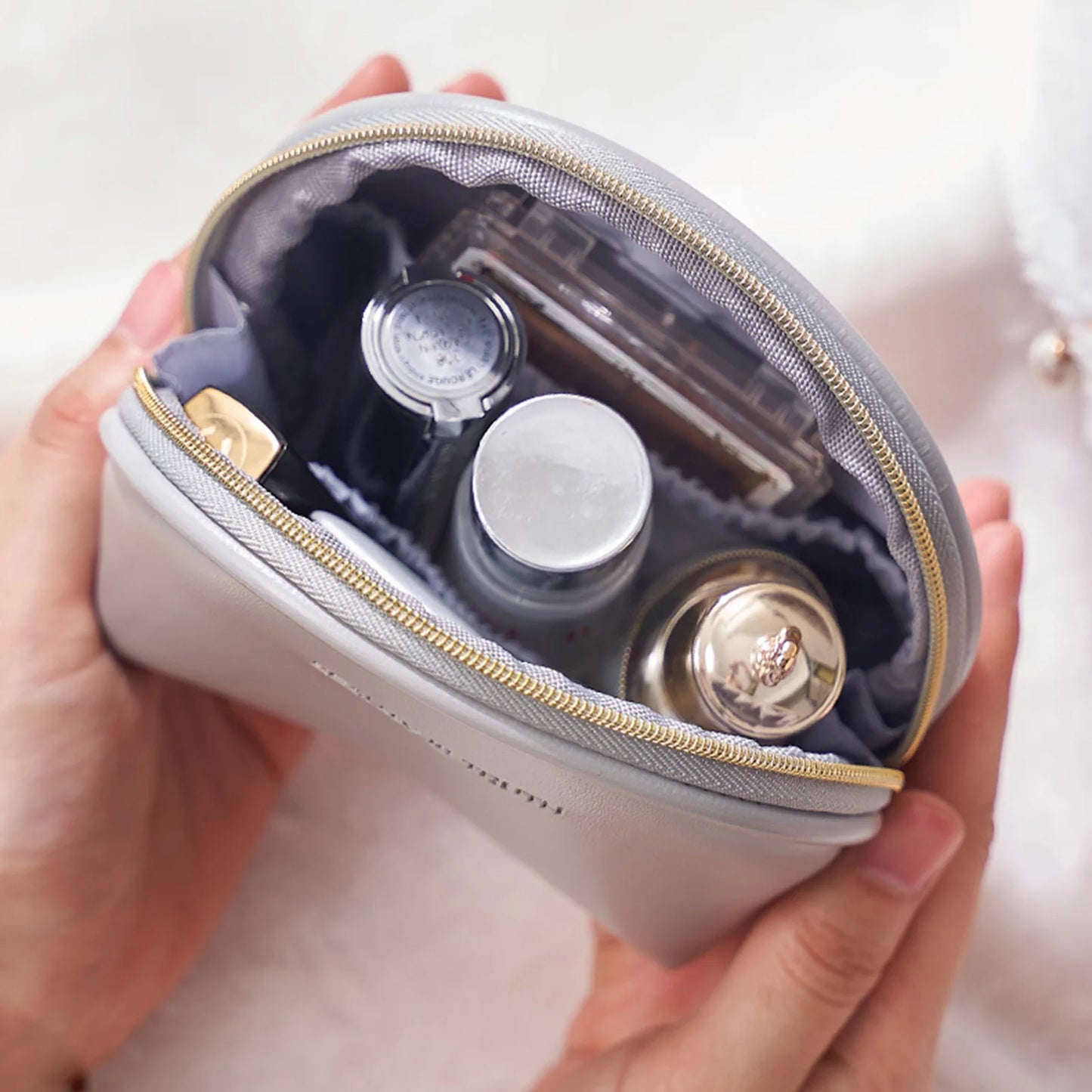 Lipstick Storage Pouch Wallet Insert Portable Cosmetic Bag Compact Lightweight Travel Essential Durable Polyester PVC Coating Peaceful Pleasures Health and Wellness