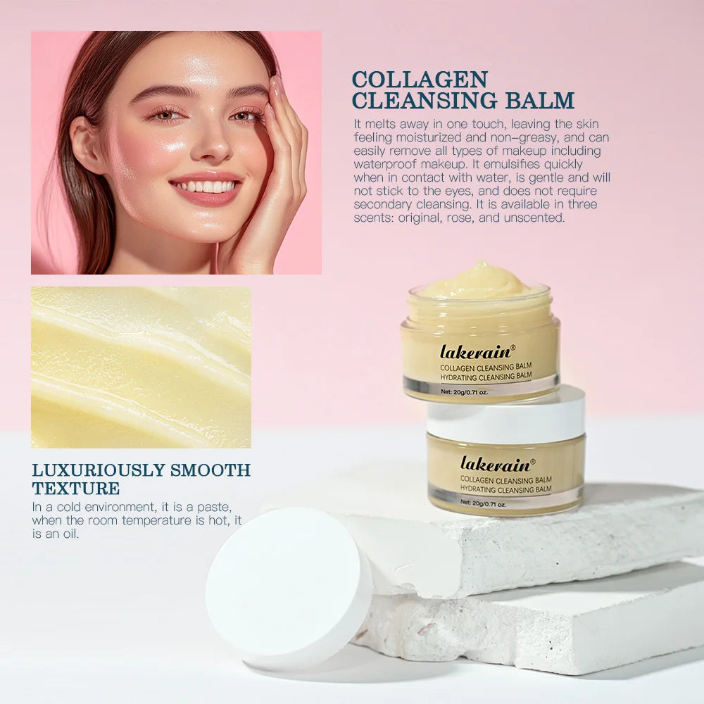 Rose Flavor Collagen Cleansing Balm Nourishing Cream Makeup Remover Mild Non-irritating Moisturizing Non-greasy Cleansing Balm Peaceful Pleasures Health and Wellness