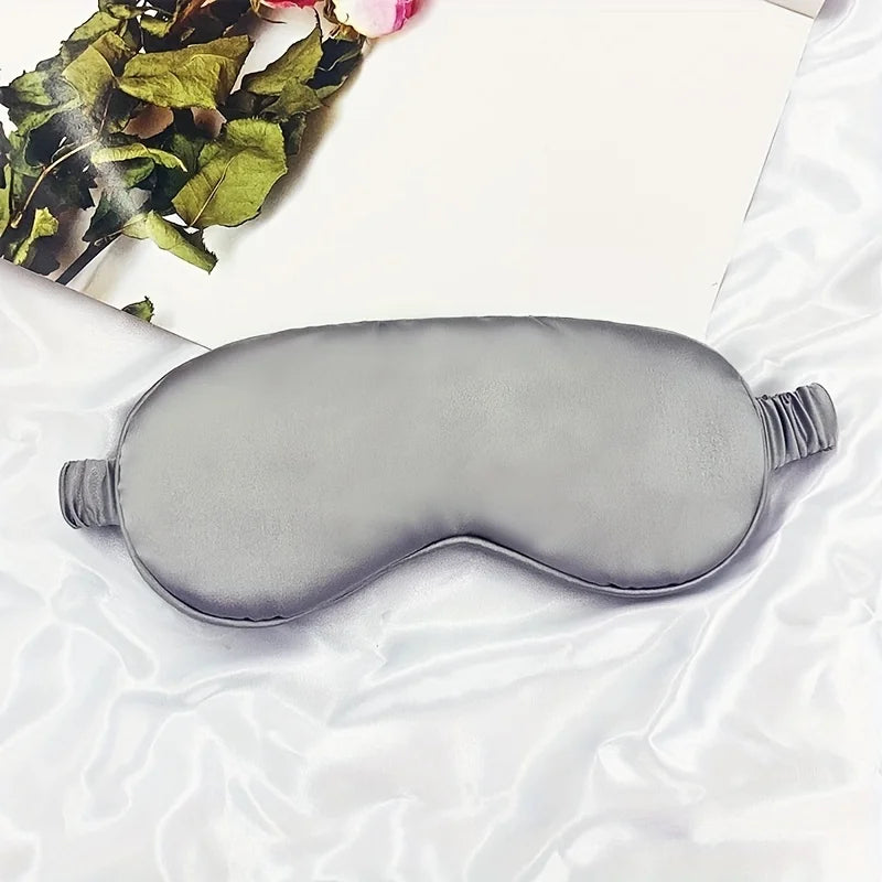Double-Sided Imitation Silk Sleep Eye Mask, Blackout Eye Mask, Elastic Strap, Travel Nap Eye Mask, Eye Protection Peaceful Pleasures Health and Wellness Gray