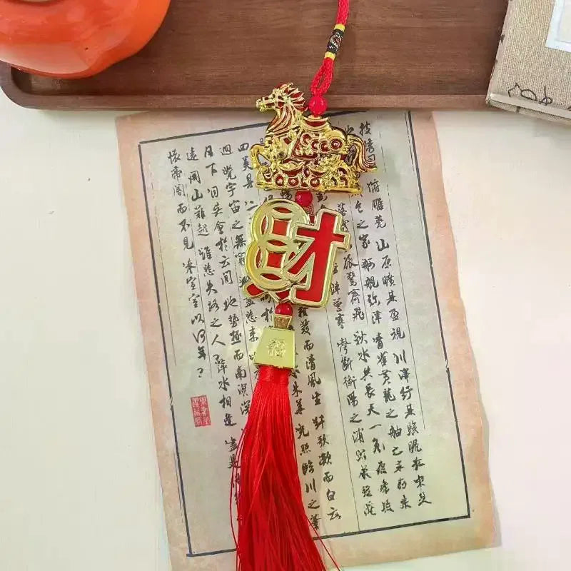 2026 Year of the Horse Lucky Red Gold Pendant | Chinese New Year
