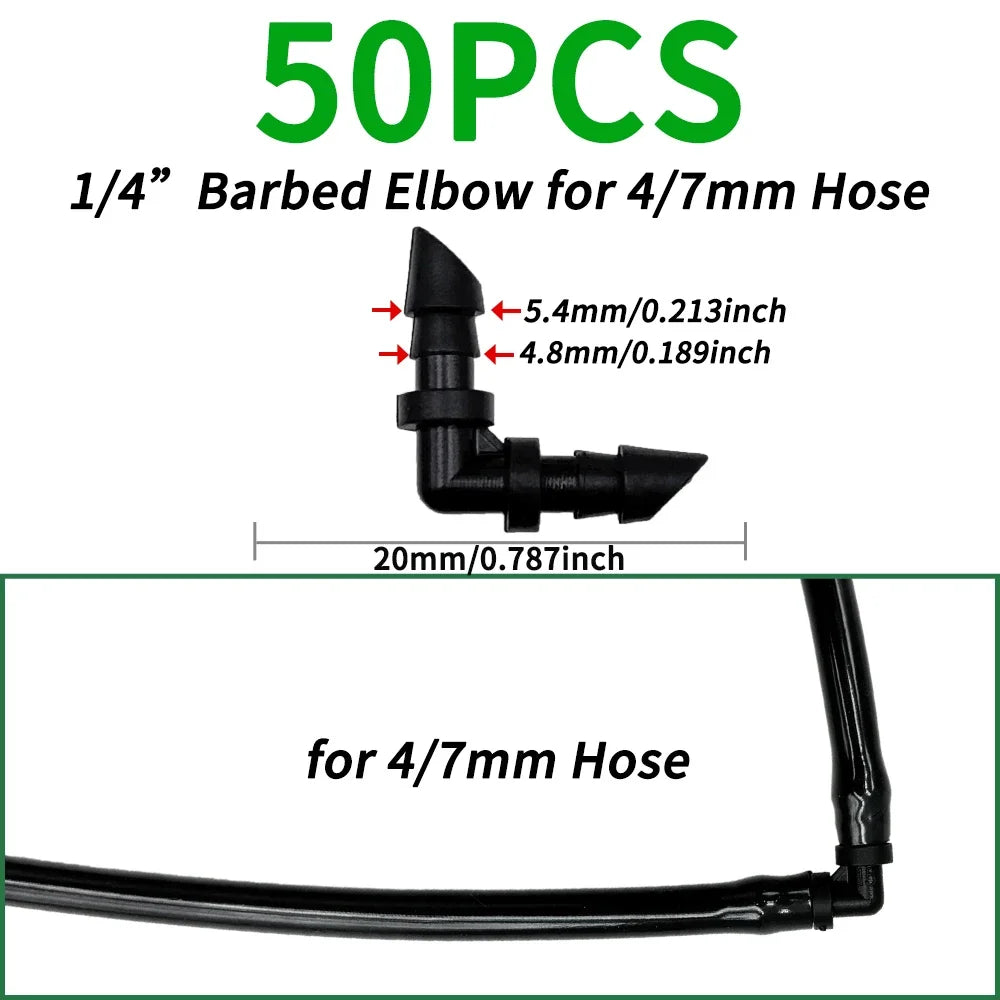50pcs Barbed Connectors Irrigation Fittings Drip Irrigation Barbed Connectors 4/7mm Tubing Fittings for Flower Pot Garden Lawn Peaceful Pleasures Health and Wellness D-50pcs