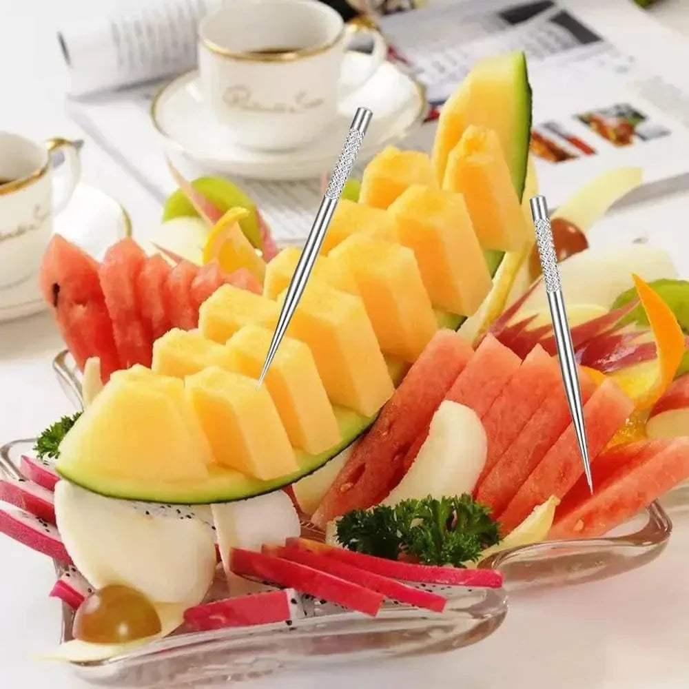 7-Piece Reusable Stainless Steel Toothpick Set with Keychain
