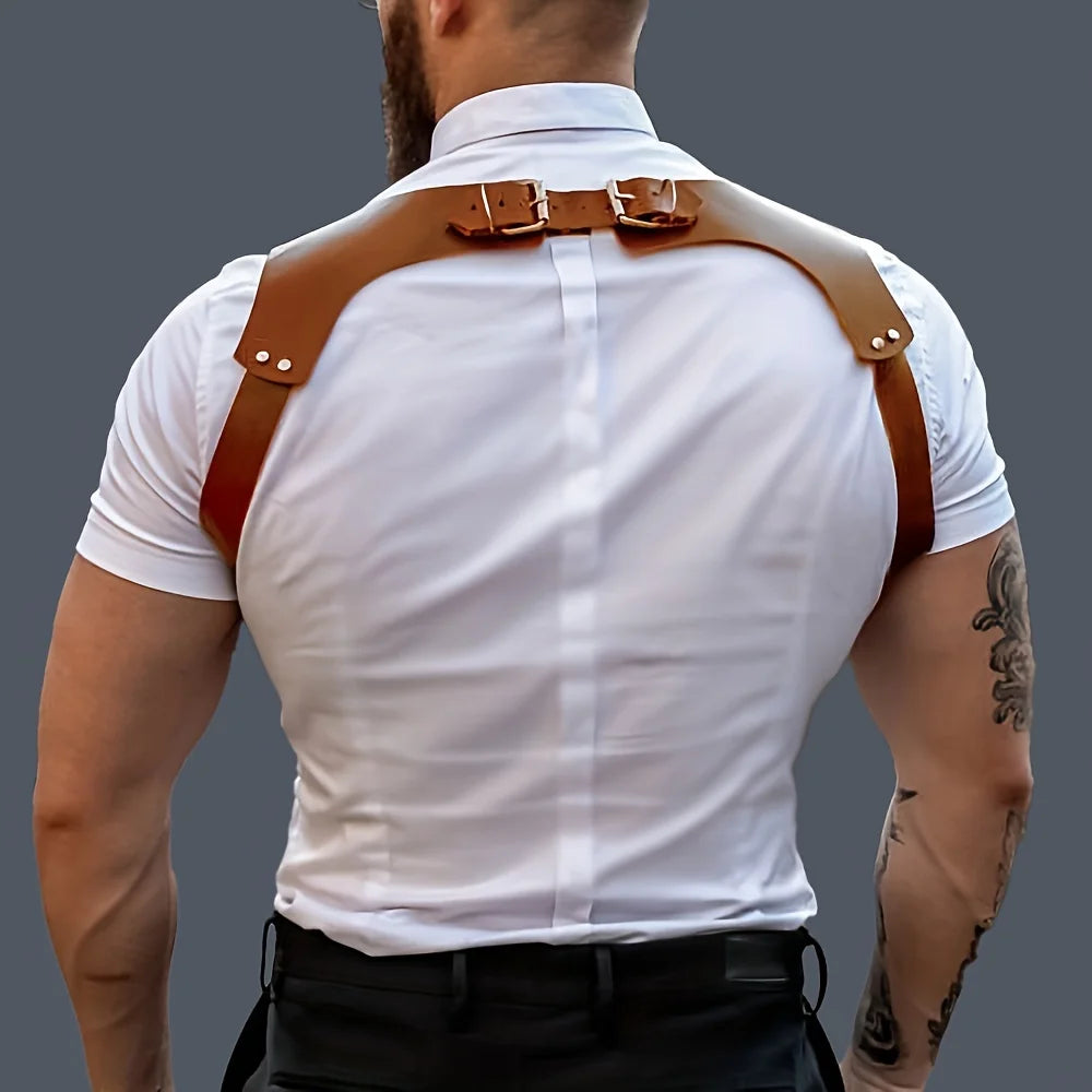 UYEE Men's Pants Leather Adjustable Backpack Shoulder Straps Fashion