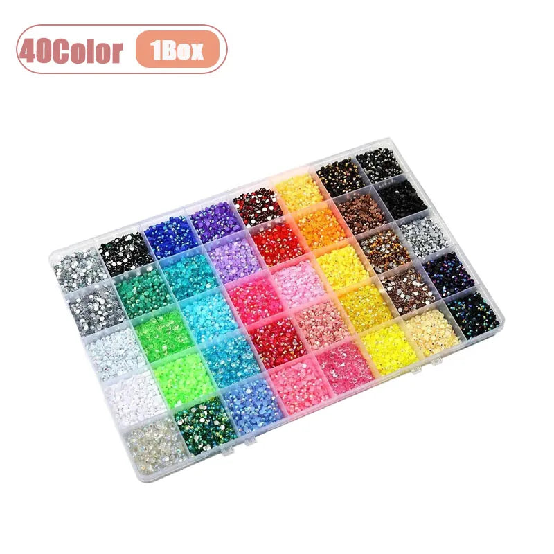 40-Color 3mm Flat Back Resin Rhinestones – 18,000+ Gem Kit