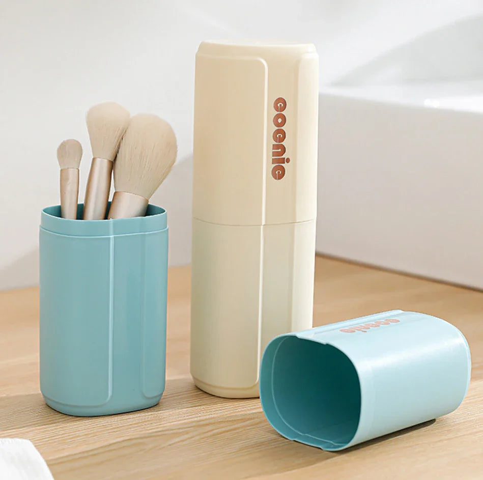 Travel Toothbrush Organizer & Mouthwash Cup | Portable Case