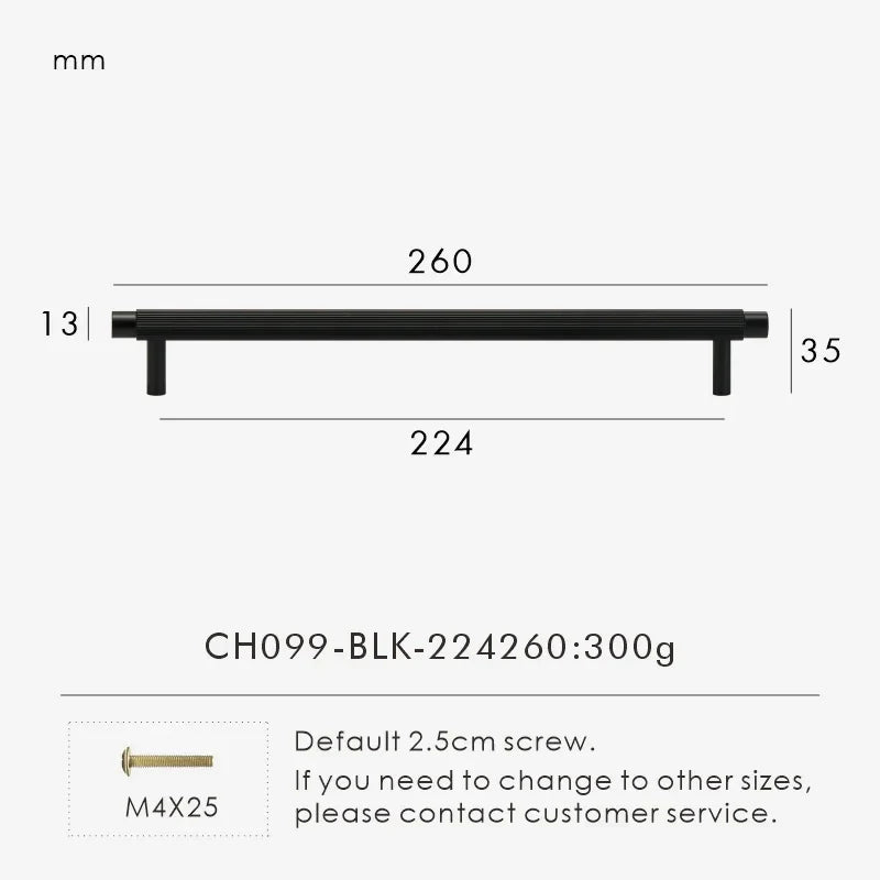 Solid Brass Linear T-Bar Cabinet Handle & Drawer Pull | Multi-Size
