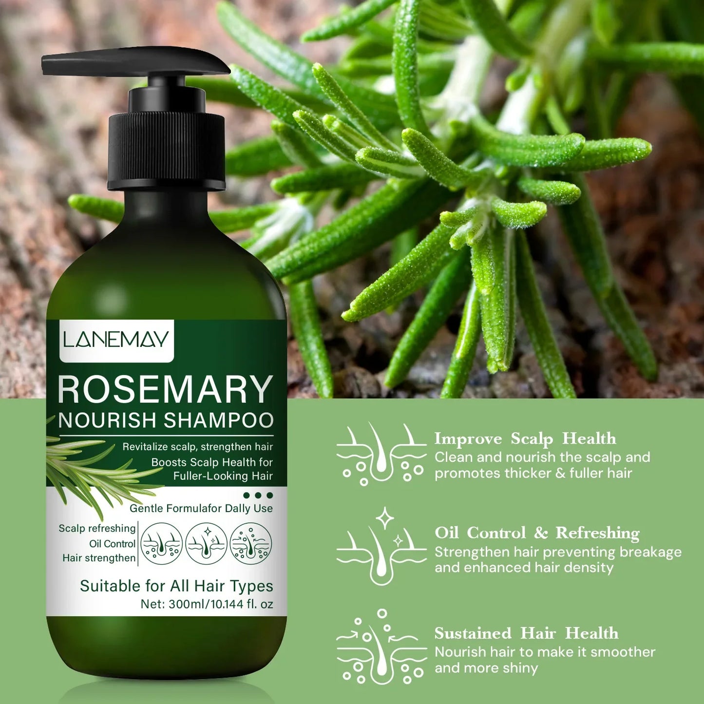 Rosemary Nourish Shampoo – Volume, Oil Control & Repair