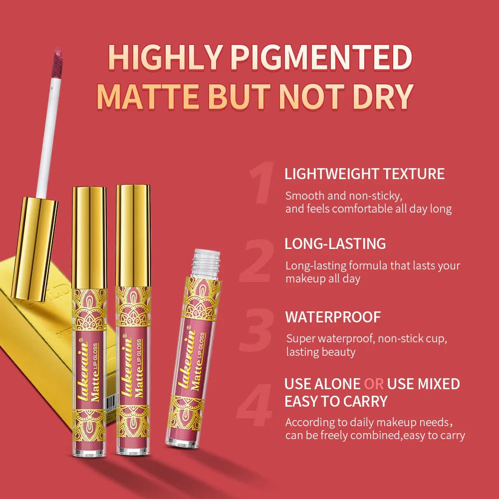 Matte Liquid Lipstick Set | Waterproof Velvet Lip Gloss 3 Colors