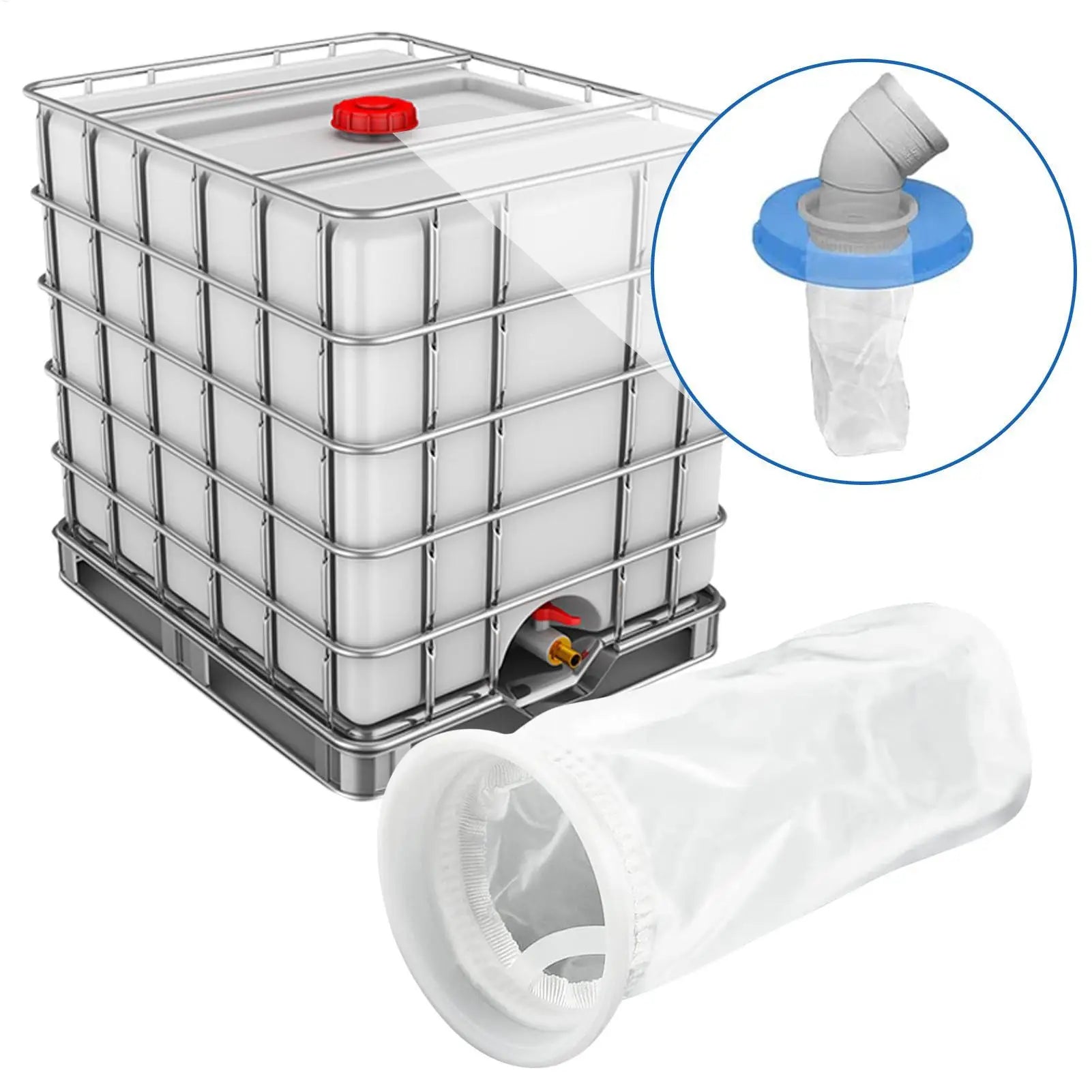 IBC Water Tank Nylon Filter IBC Cover Filter Sturdy Durable Tote Tank Lid Cover Rainwater Tank Garden Water Irragtation Supply Peaceful Pleasures Health and Wellness