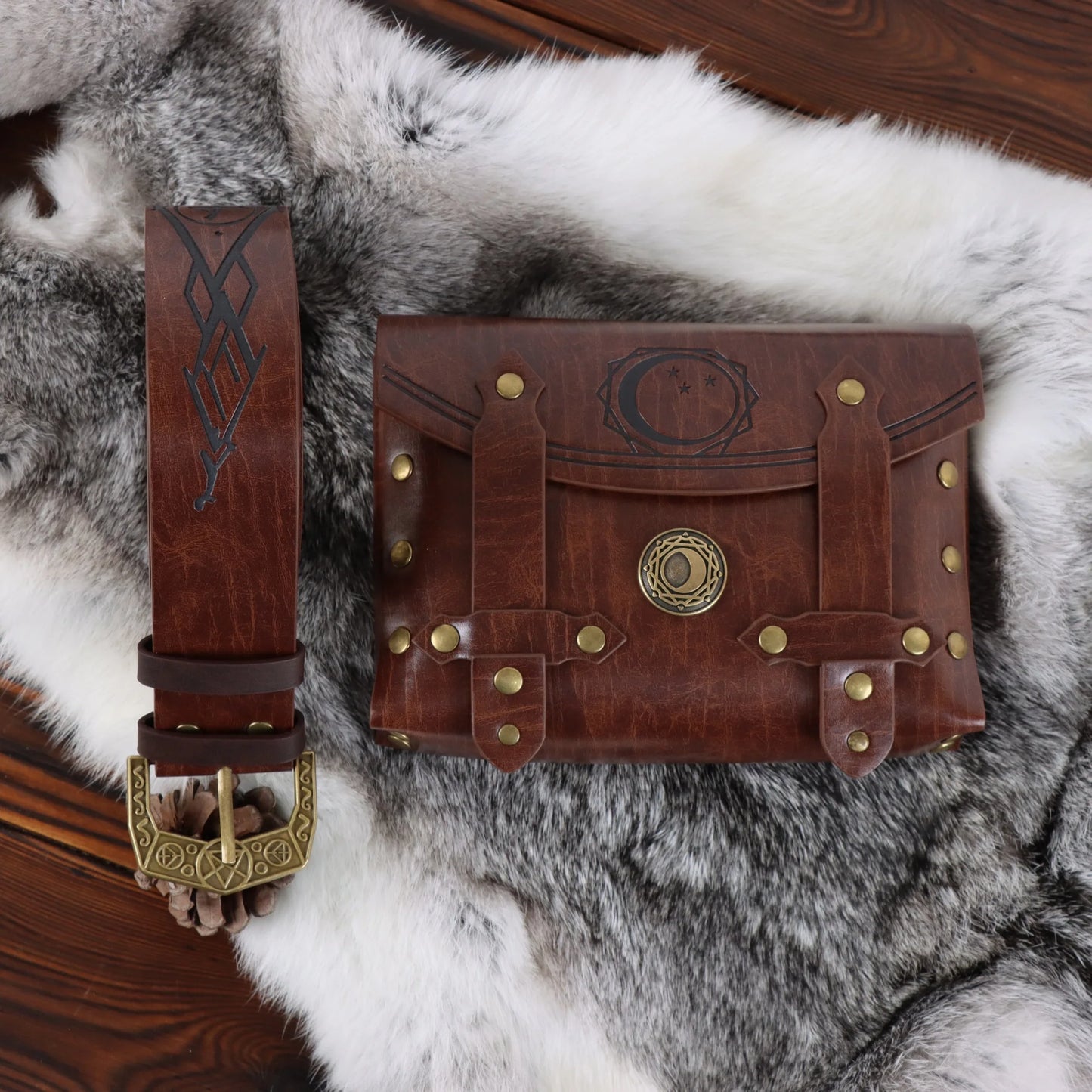 Medieval Viking Knight Belt Retro Waist Bag Copper Coin Renaissance