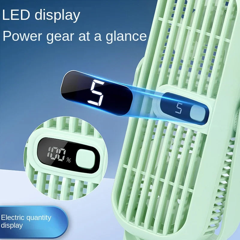 USB Electric Fan Double fan blades Portable 5 Speeds Ultra Quiet Table Fan Quiet Ventilator Desktop Fan Air Cooler for Room Home Peaceful Pleasures Health and Wellness