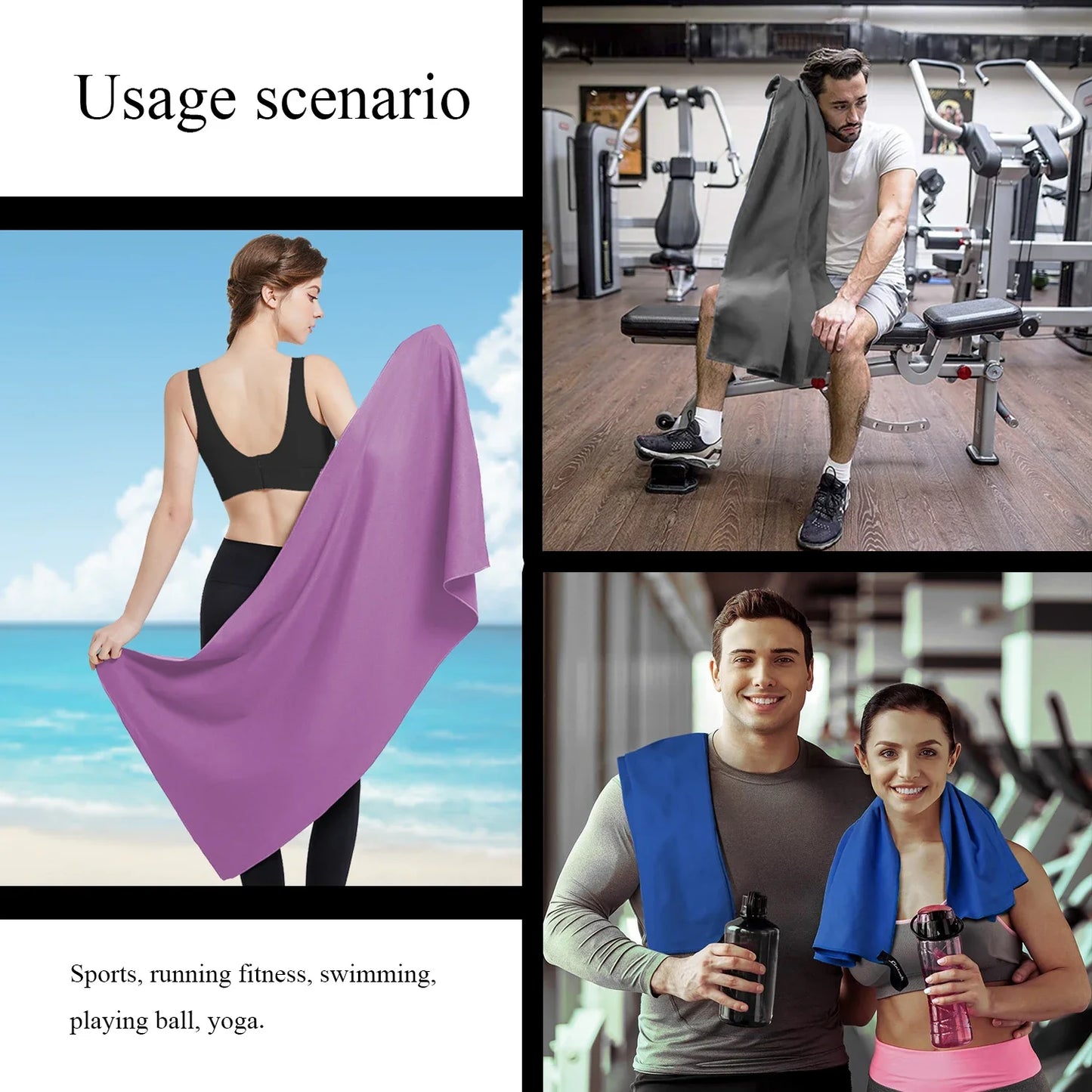 Quick Drying Towel, Lightweight Microfiber Sports Towel for Swimming, Beach, Camping, Gym, Yoga, Fast Dry Bath Towel Home Peaceful Pleasures Health and Wellness