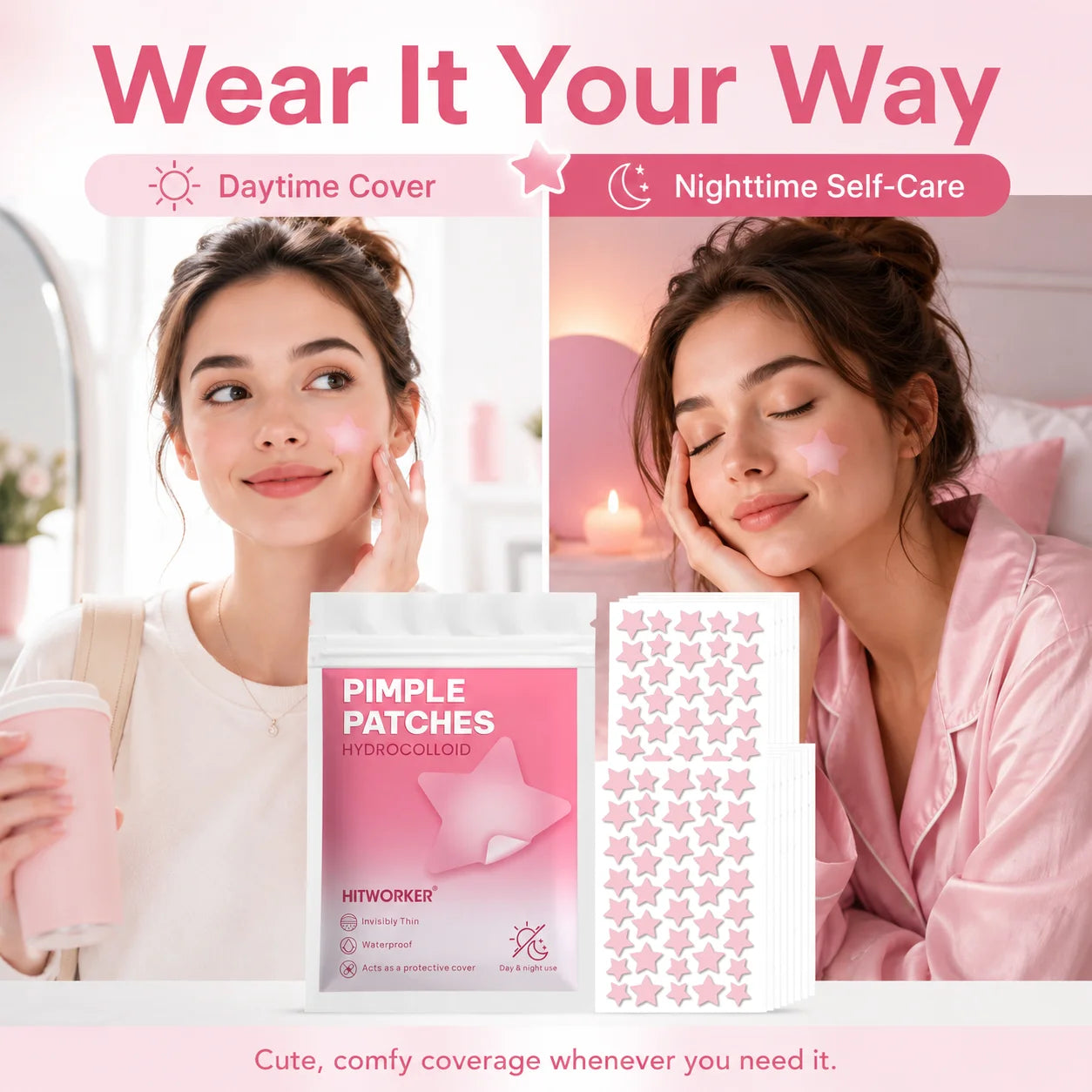 Pink Star Hydrocolloid Acne Patches 120/200/800 Pcs | Blemish