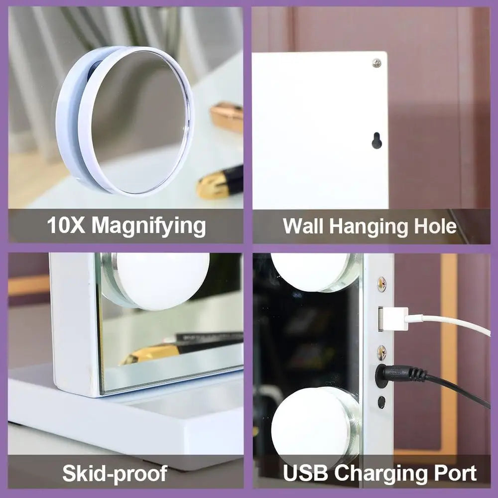 Large LED Vanity Mirror with Bluetooth Speaker & Dimmable Lights