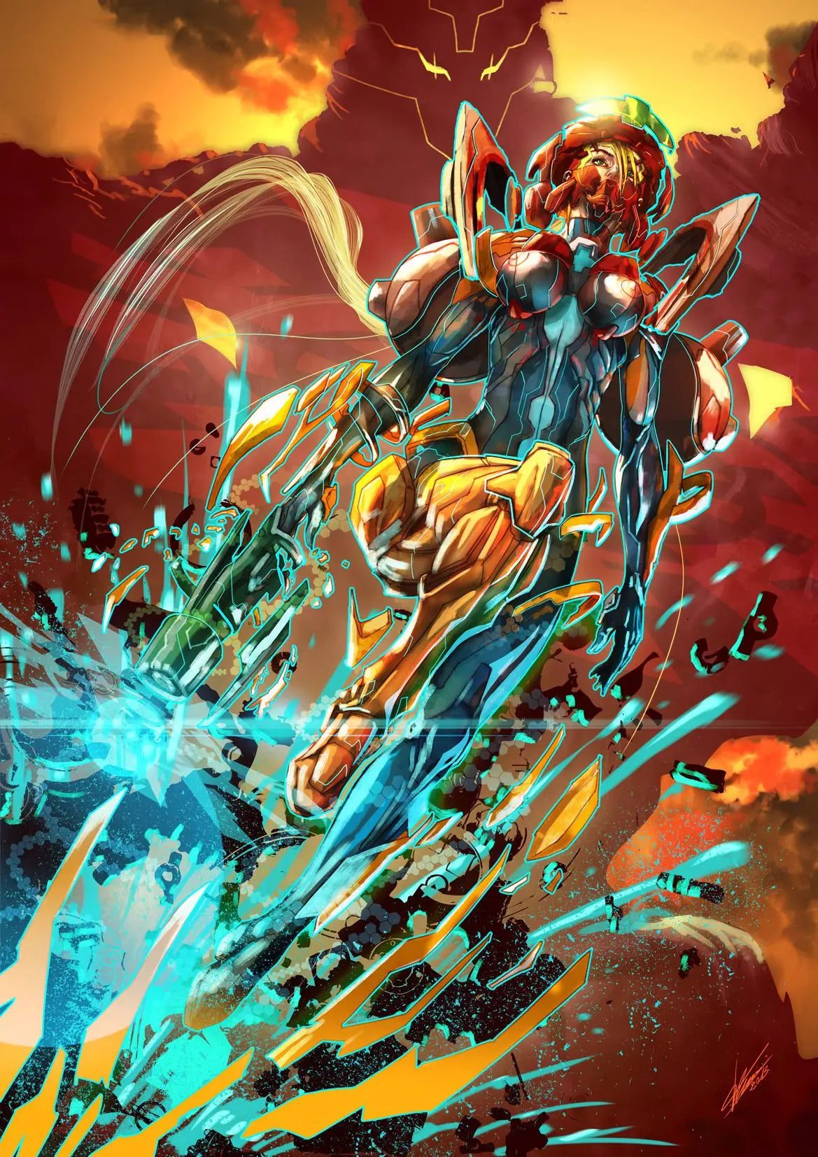Metroid Samus Aran Canvas Wall Art Poster | Sci-Fi Game Decor
