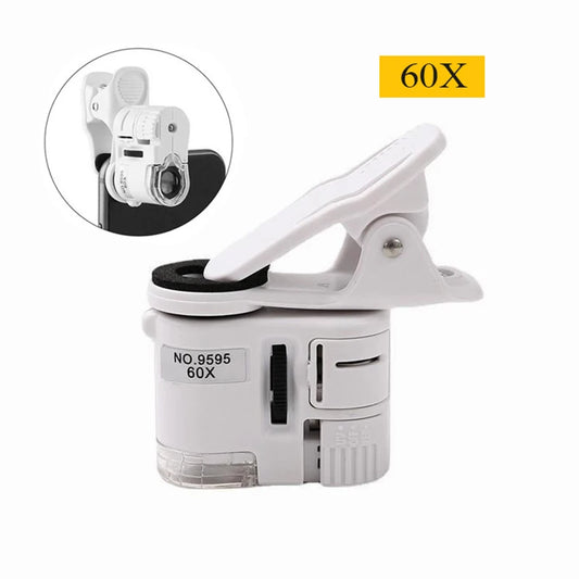 60X Clip Microscope LED & UV Light | Phone Magnifier Clip-On Pocket Microscope Peaceful Pleasures Health and Wellness