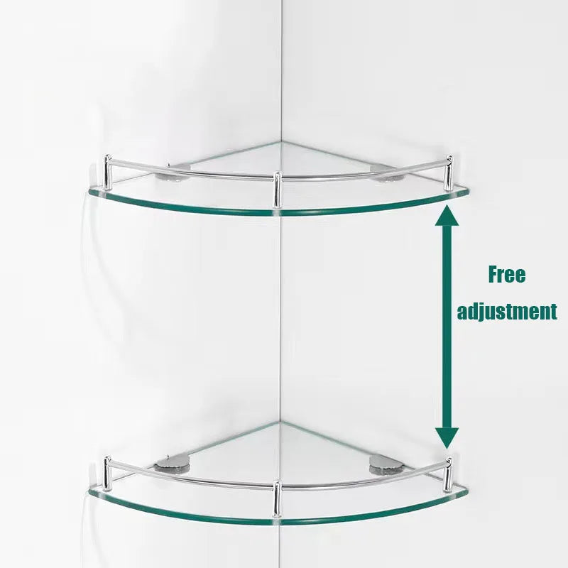 Glass Corner Shower Shelf – Tempered Glass & Stainless Steel