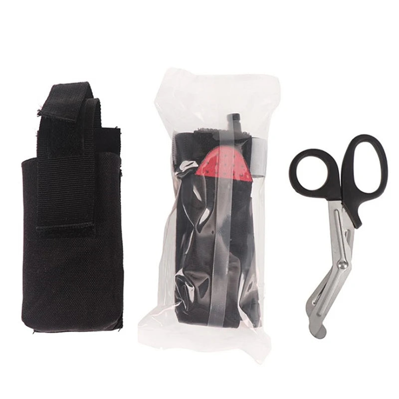 CAT Tactical Battle Tourniquet +MOLLE System Medical Kit + Small Tactical EMT Medical Scissors Set Combination Peaceful Pleasures Health and Wellness