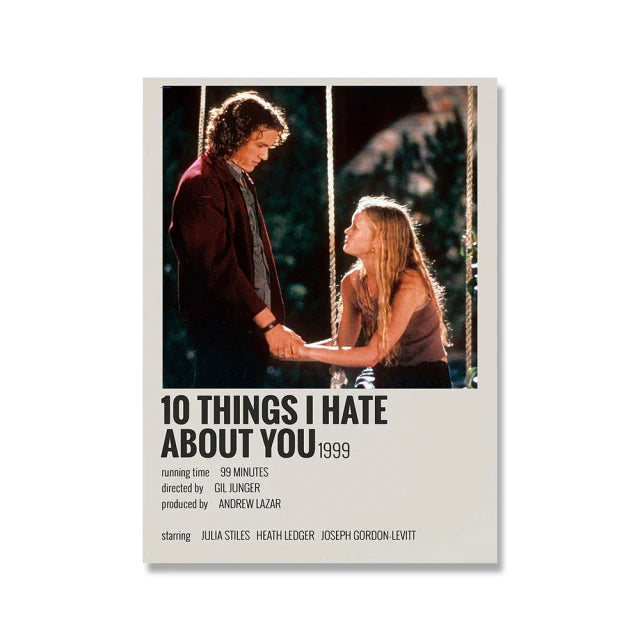 Movie Poster Canvas Painting 10 Things I Hate about You Classic 90's Vintage Wall Film Art Print Picture Living Room Home Decor Peaceful Pleasures Health and Wellness A1 20X30CM