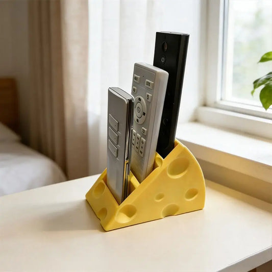 Cute Cheese 3-Grid Desktop Storage Box | Remote & Brush Holder Desktop Storage Organizer Oasis Select