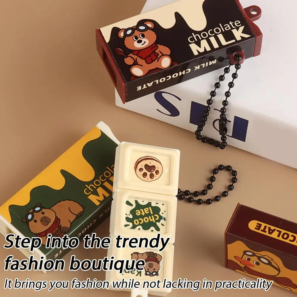 Simulation Chocolate Stress Relief Toy Bendable Fidget Keychain