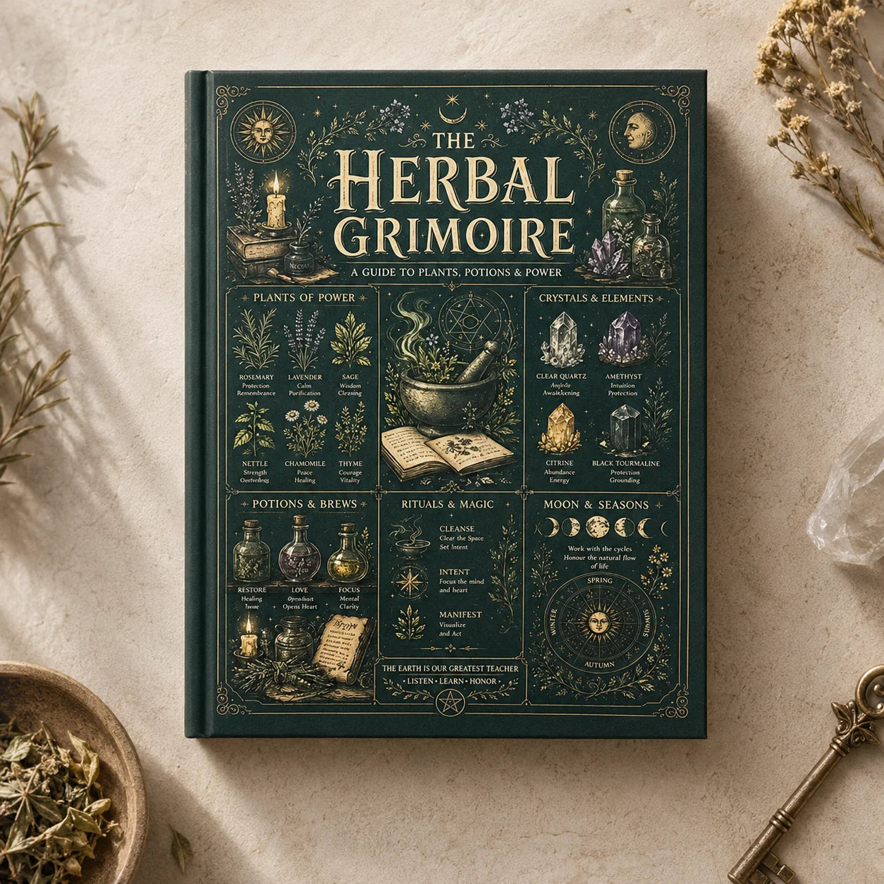 Herbal Grimoire Guide Plants Potions Power Natural Witchcraft Book