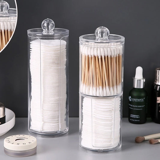 Acrylic Makeup Organizer – Cotton Swab & Pad Storage Box Makeup Organizer Peaceful Pleasures Health and Wellness