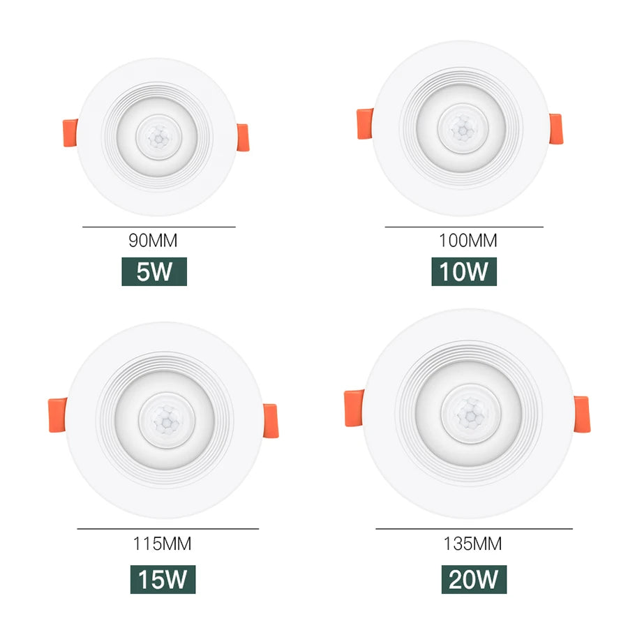5W 10W 15W 20W PIR Motion Sensor Downlight 85-265V Human Infrared Induction LED Spotlight for Entrance Corridor Hallway Stairs Peaceful Pleasures Health and Wellness