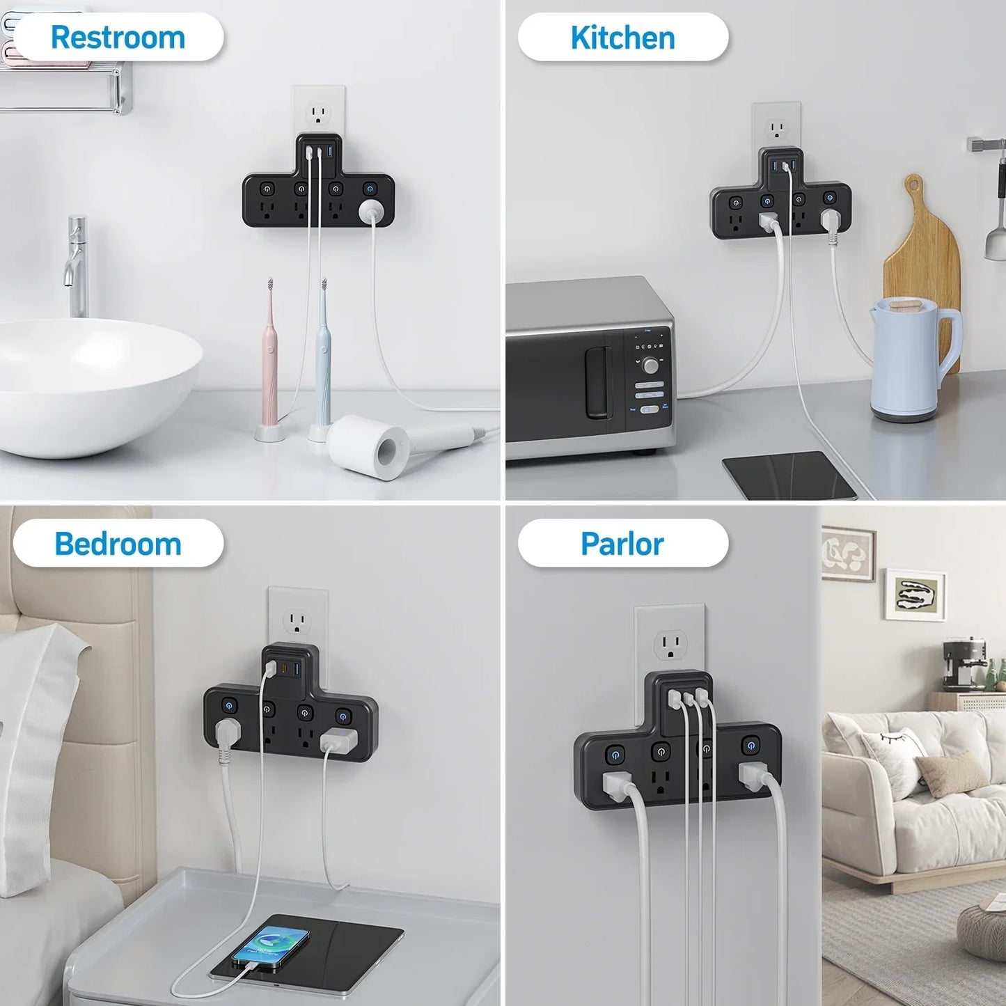 PASSUS Socket Extender 3 USB Ports 20W PD Fast Charging Peaceful Pleasures Health and Wellness