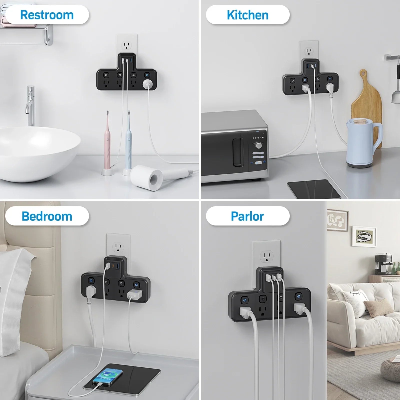 PASSUS Socket Extender 3 USB Ports 20W PD Fast Charging Peaceful Pleasures Health and Wellness