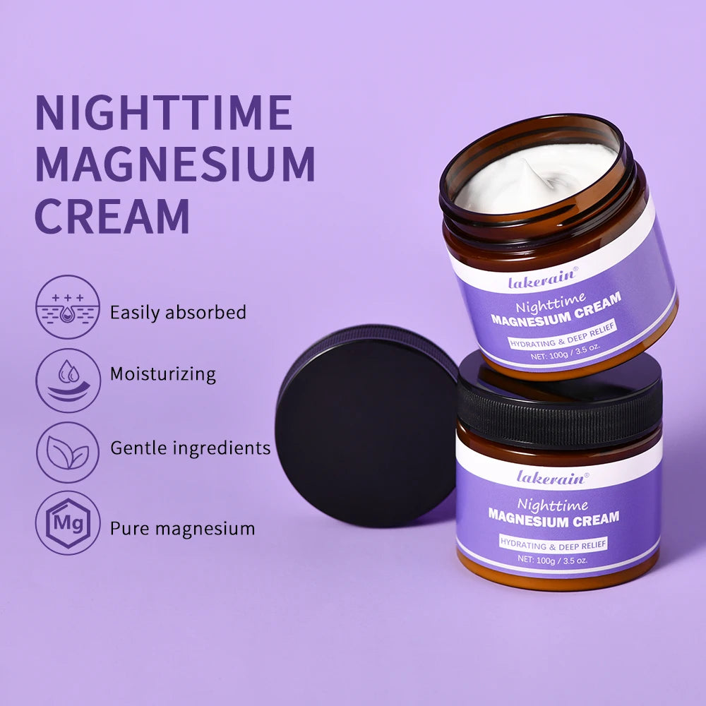 Magnesium Lotion Nighttime Magnesium Cream Lavender Legs Arms Chest Care Natural Aid for Deep Sleep Moisturizer After-sun repair Peaceful Pleasures Health and Wellness