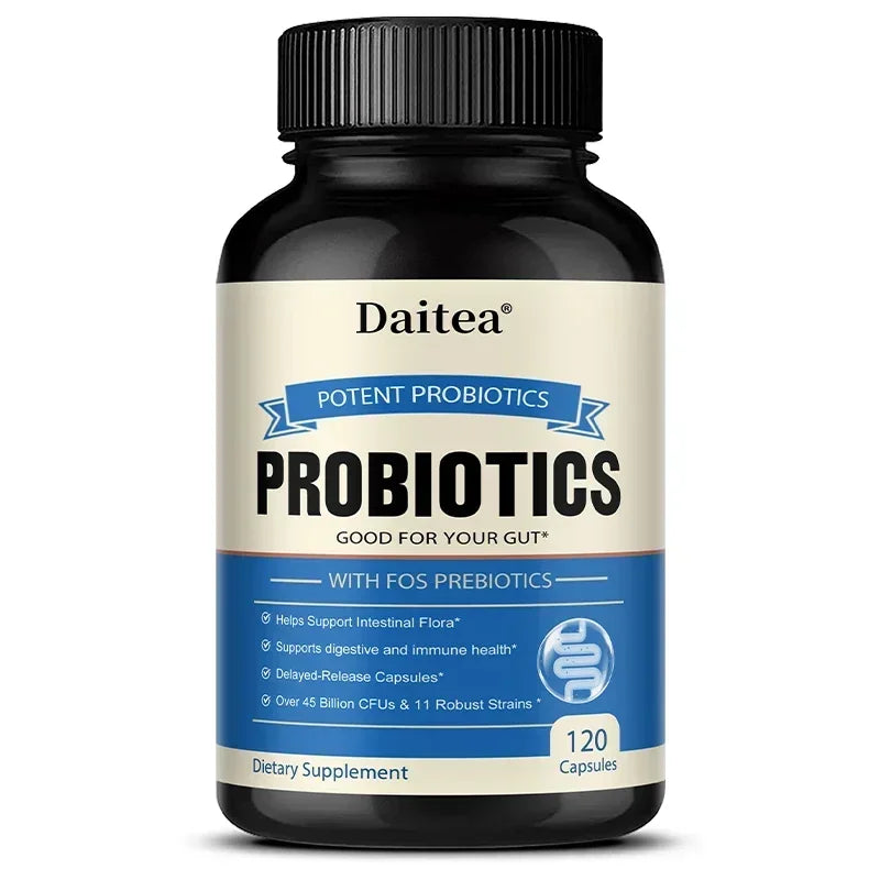 Probiotics and Prebiotics Capsules Support Gut Health and The Immune System, Relieving Occasional Constipation & Bloating Peaceful Pleasures Health and Wellness 120 count-1 bottle