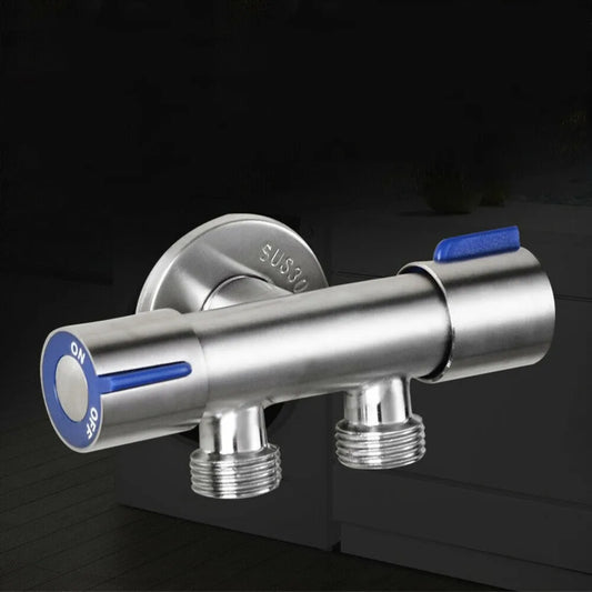 Double Handle Bathroom Faucet Lever Stainless Steel Cold Water Peaceful Pleasures Health and Wellness Default Title