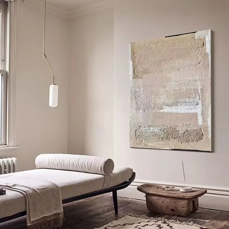 Nordic Modern Abstract Pure Hand Drawn Oil Painting, 3D Texture Hanging Painting, Simplicity, Living Room, Bedroom, Dining Room Peaceful Pleasures Health and Wellness