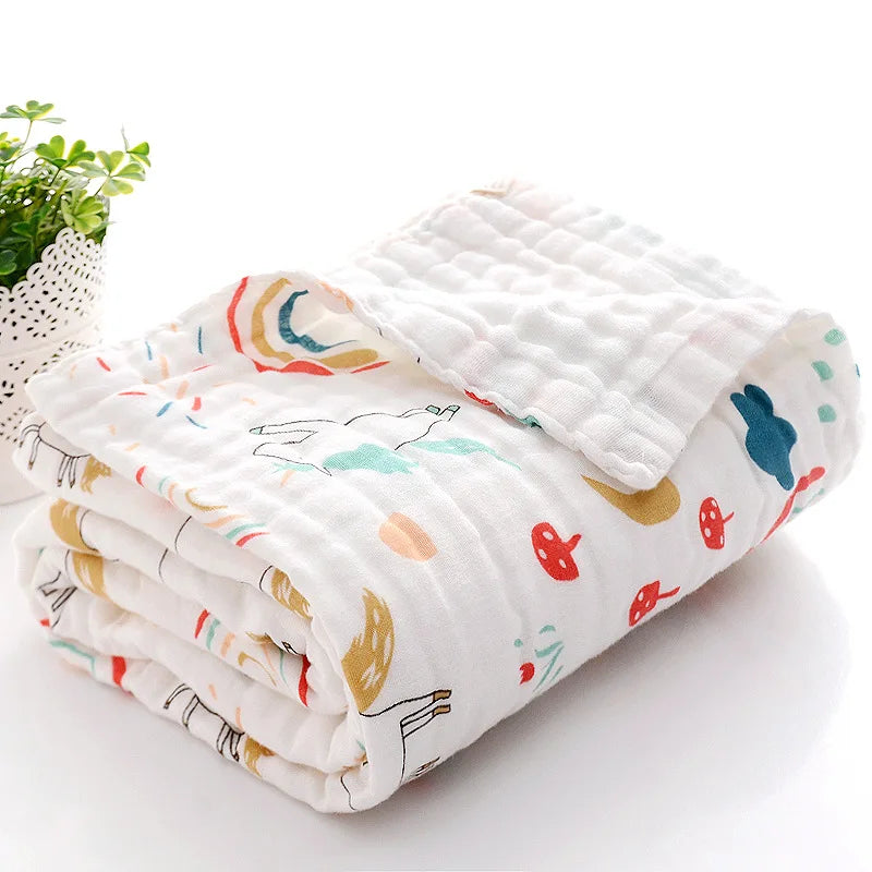Baby Cotton Bath Towel 4-Layer Gauze Swaddle Blanket Newborn