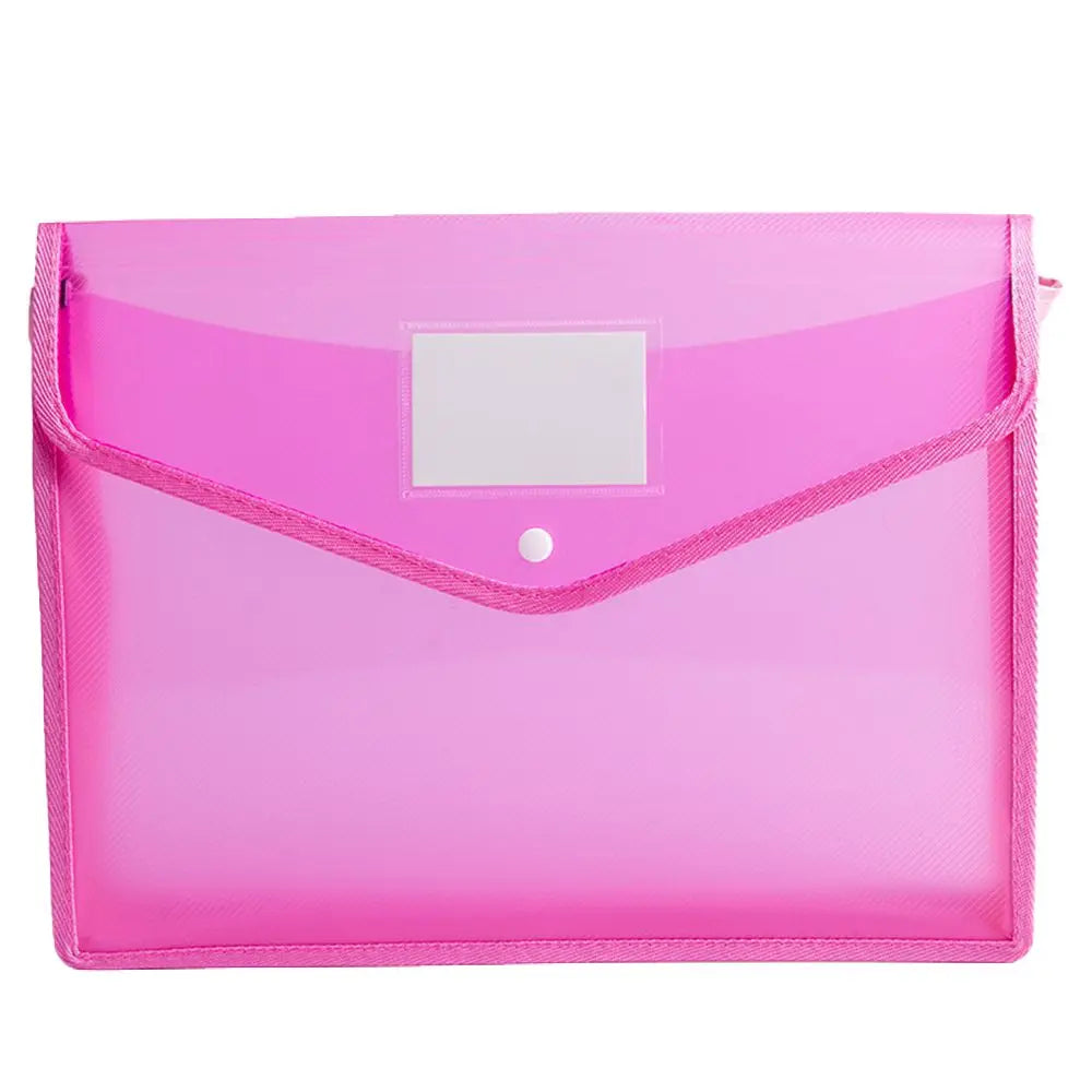 Portable Storage For School Home Work Office Plastic Snap Button File Bags Stationery Cases Folders Organizers File Envelopes Peaceful Pleasures Health and Wellness pink
