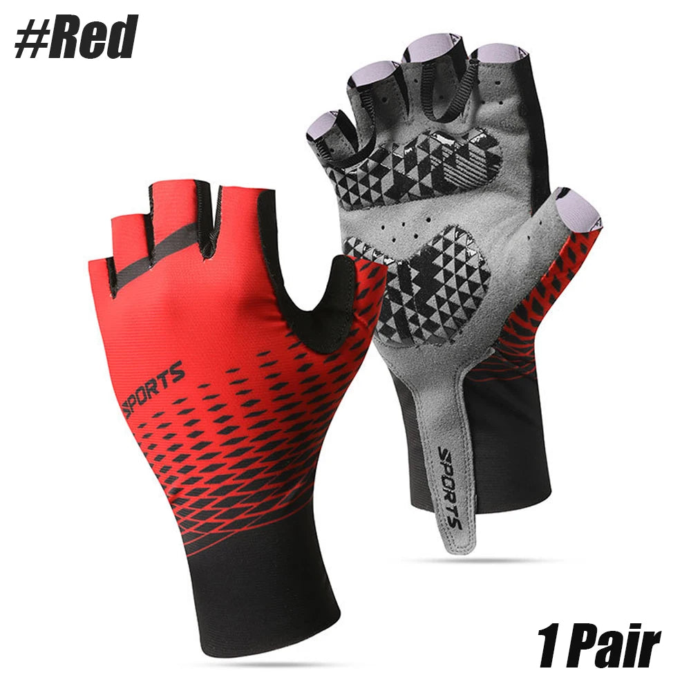 1Pair Cycling Bike Gloves,5MM Padded Half Finger Bicycle Gloves,Summer Road Bike Gloves for Cycling,Running,Working Out Peaceful Pleasures Health and Wellness Red XL