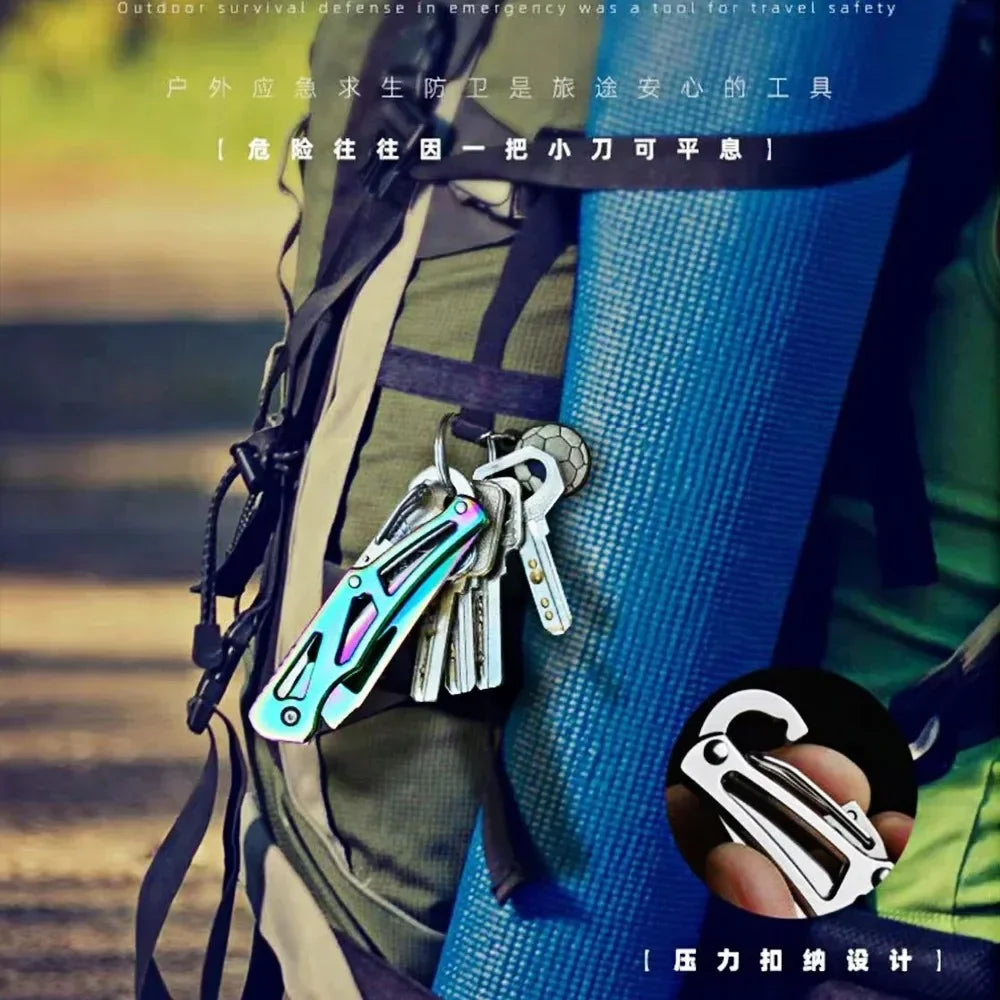 Stainless Steel Folding Fruit Knife with Keychain – Non-Slip Peaceful Pleasures Health and Wellness