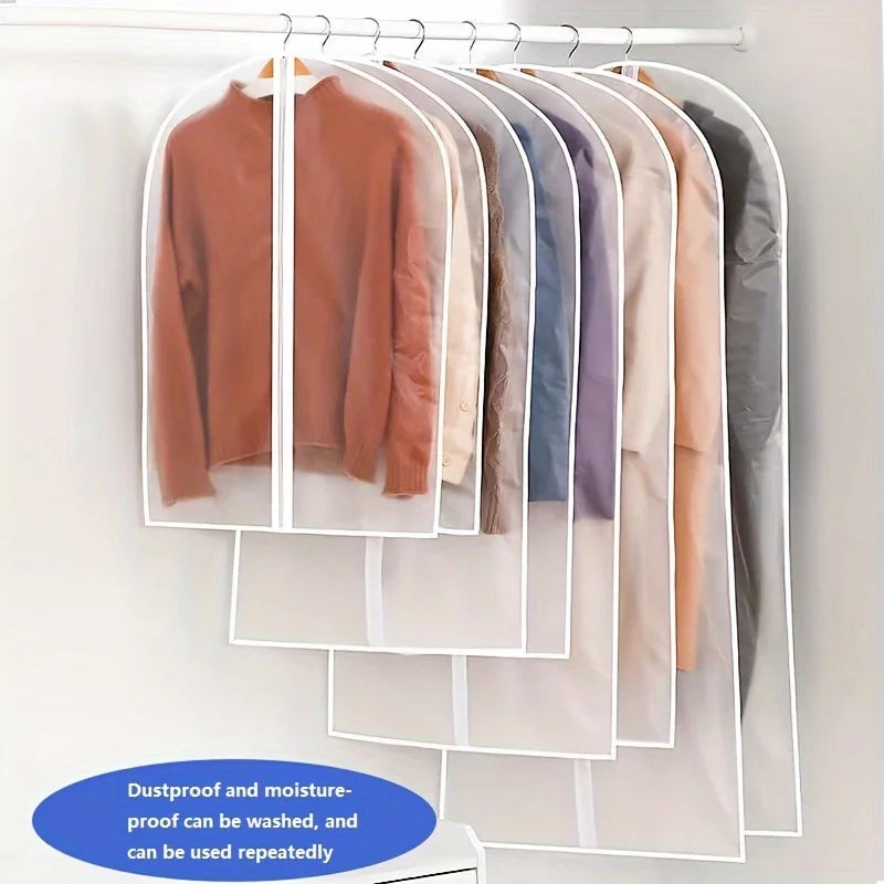 5-Pack Hanging Garment Bags – Transparent Zipper Dust Covers