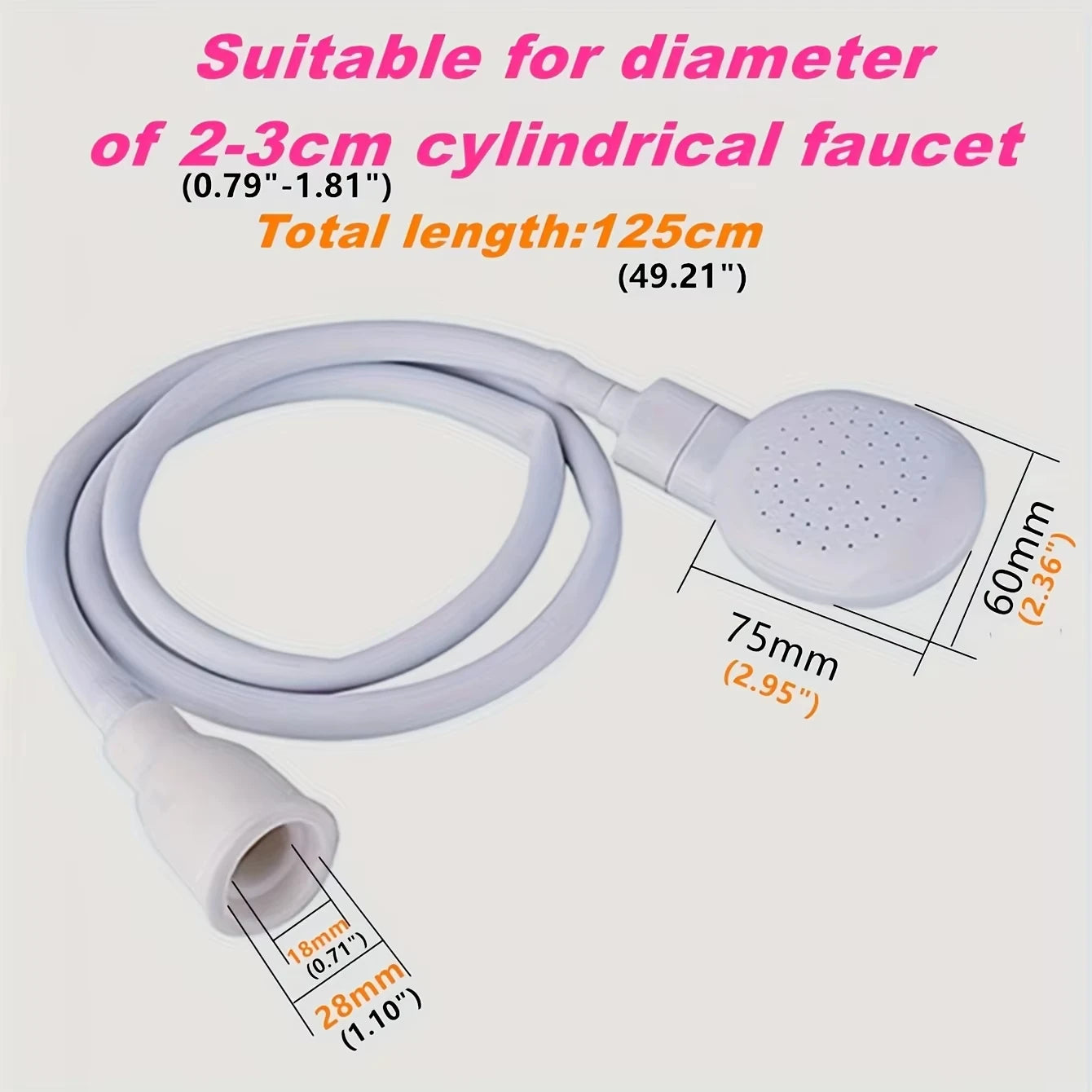 Universal Handheld Bathroom Shower Head Portable Shampoo Sink Spray Rubber Hose Peaceful Pleasures Health and Wellness