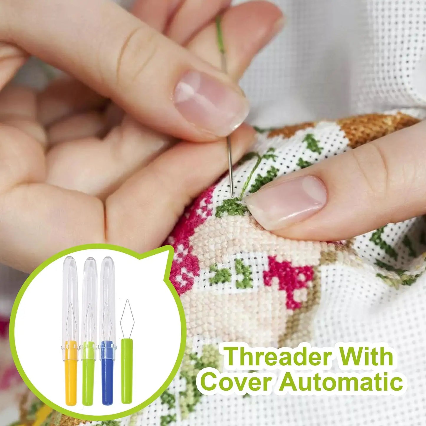 3-Pack Automatic Needle Threader | Hand & Machine Sewing Tool Needle Threader Set Peaceful Pleasures Health and Wellness