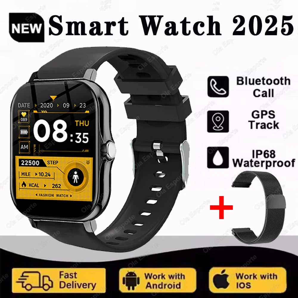 2.01'' Waterproof Smart Watch with Message Answer Call Sleep Monitoring Sports Pedometer Information Alerts For iPhone Android Peaceful Pleasures Health and Wellness Bk20Milan