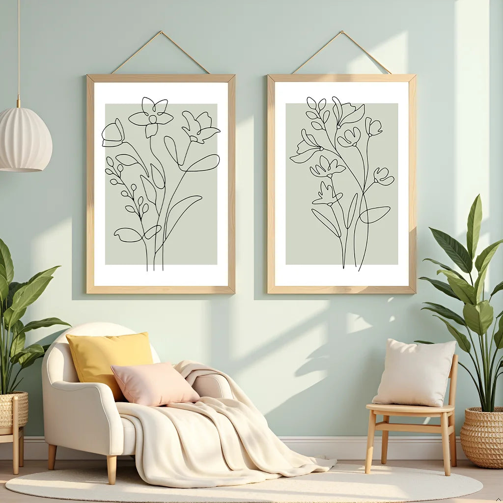 Nordic Floral Canvas Wall Art – Black & White Minimalist Print Canvas Wall Art Print Peaceful Pleasures Health and Wellness