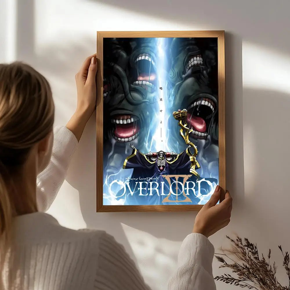 Anime O-OVERLORD Poster HD Self Adhesive Waterproof Wall Art Ideal for Home Office Dorm Bedroom Great Gift Peaceful Pleasures Health and Wellness White8 30X40cmNoframe