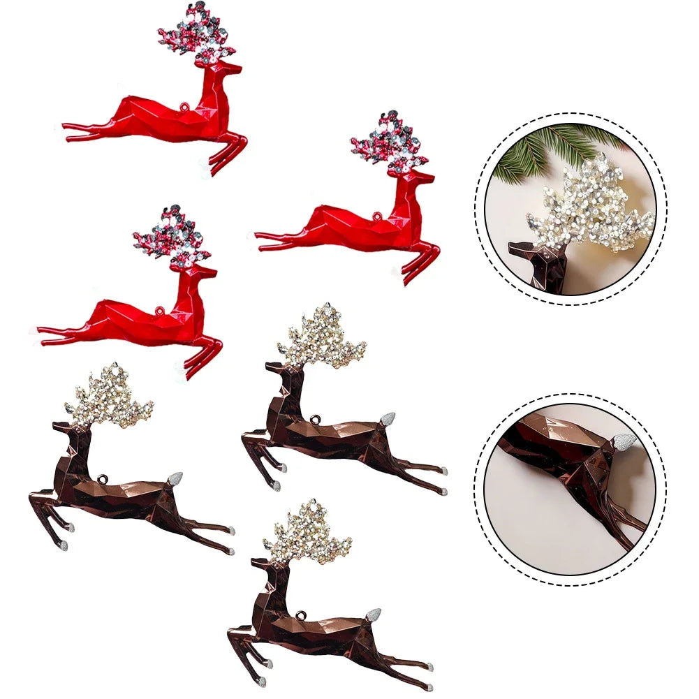 Christmas Elk Pendant Ornaments Set of 3 | Festive Tree Decor