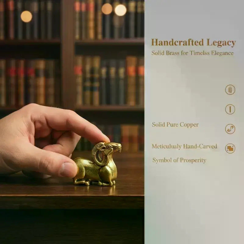 Brass Goat Figurine – Miniature Animal Tabletop Décor