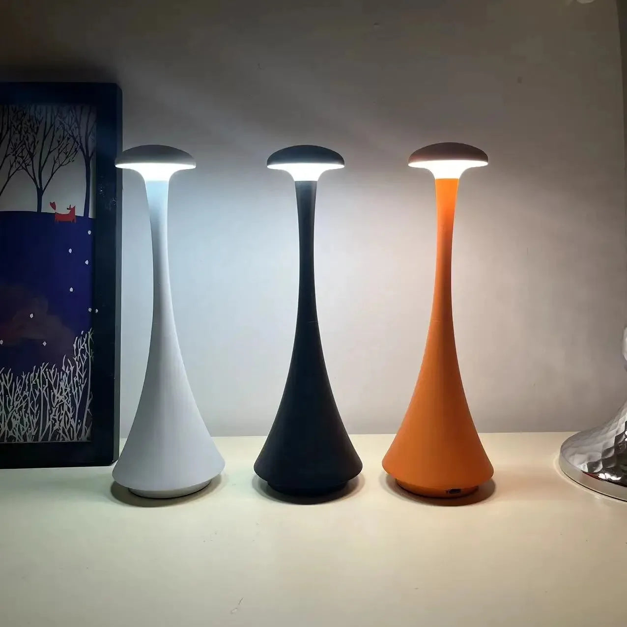 New Arrival Mushroom Table Lamp Rechargeable Wireless touch Lamp Creative Lamp USB-C Desk Lamp Hotel Bedroom Atmosphere Light Peaceful Pleasures Health and Wellness