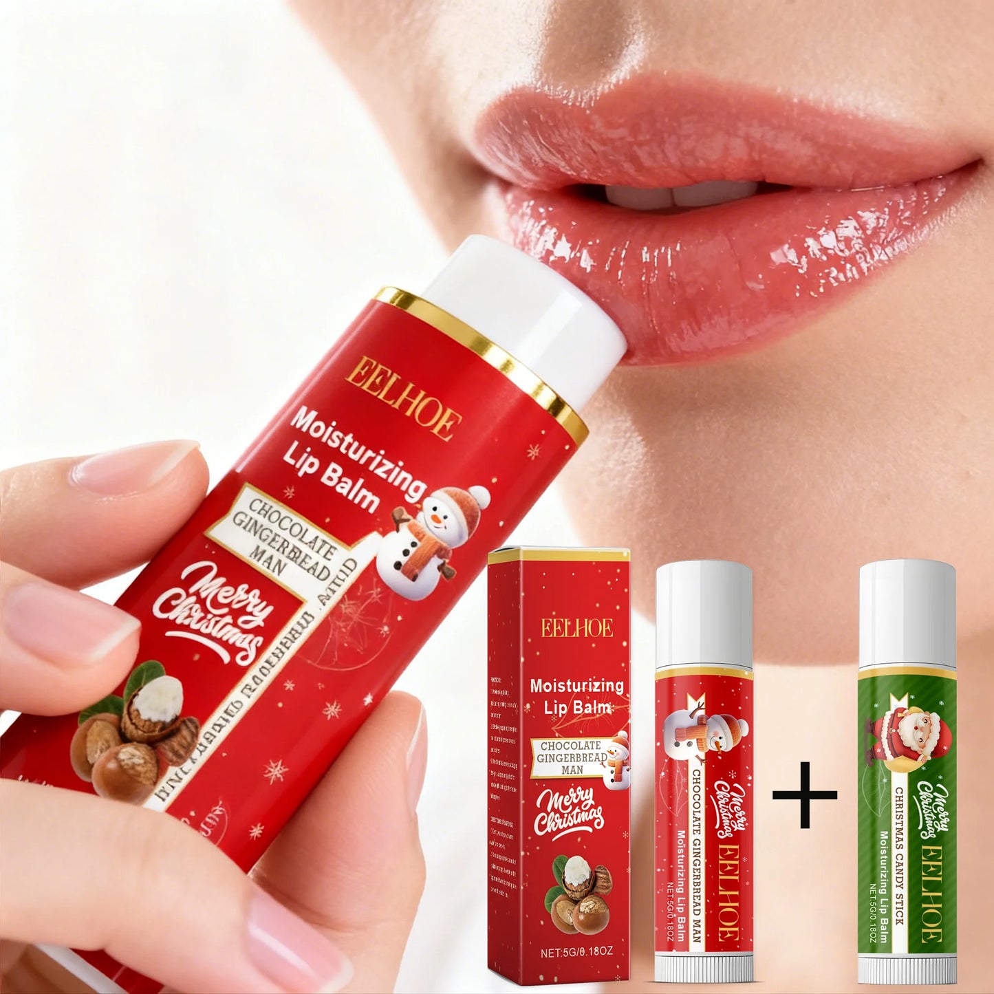 Christmas Lip Balm Set Moisturizing Lip Care Repair Dry Chapped Lips Nourishing Holiday Gift Autumn Winter Lip Care Peaceful Pleasures Health and Wellness