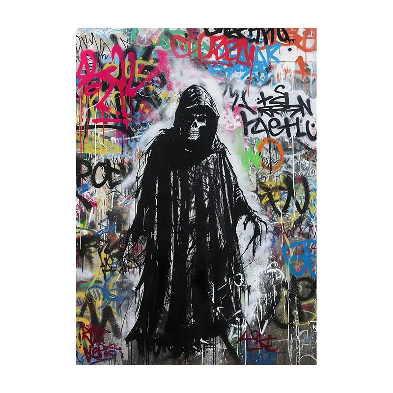 Abstract Graffiti Canvas Wall Art | Colorful Surreal Print