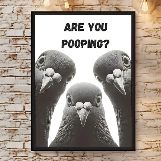 Funny Pigeon Bathroom Canvas Print Poster, Humorous Toilet Wall Art Decor, Unique Creative Wall Art Perfect for Room Decor Peaceful Pleasures Health and Wellness ZLH4702 20x30cm No Frame